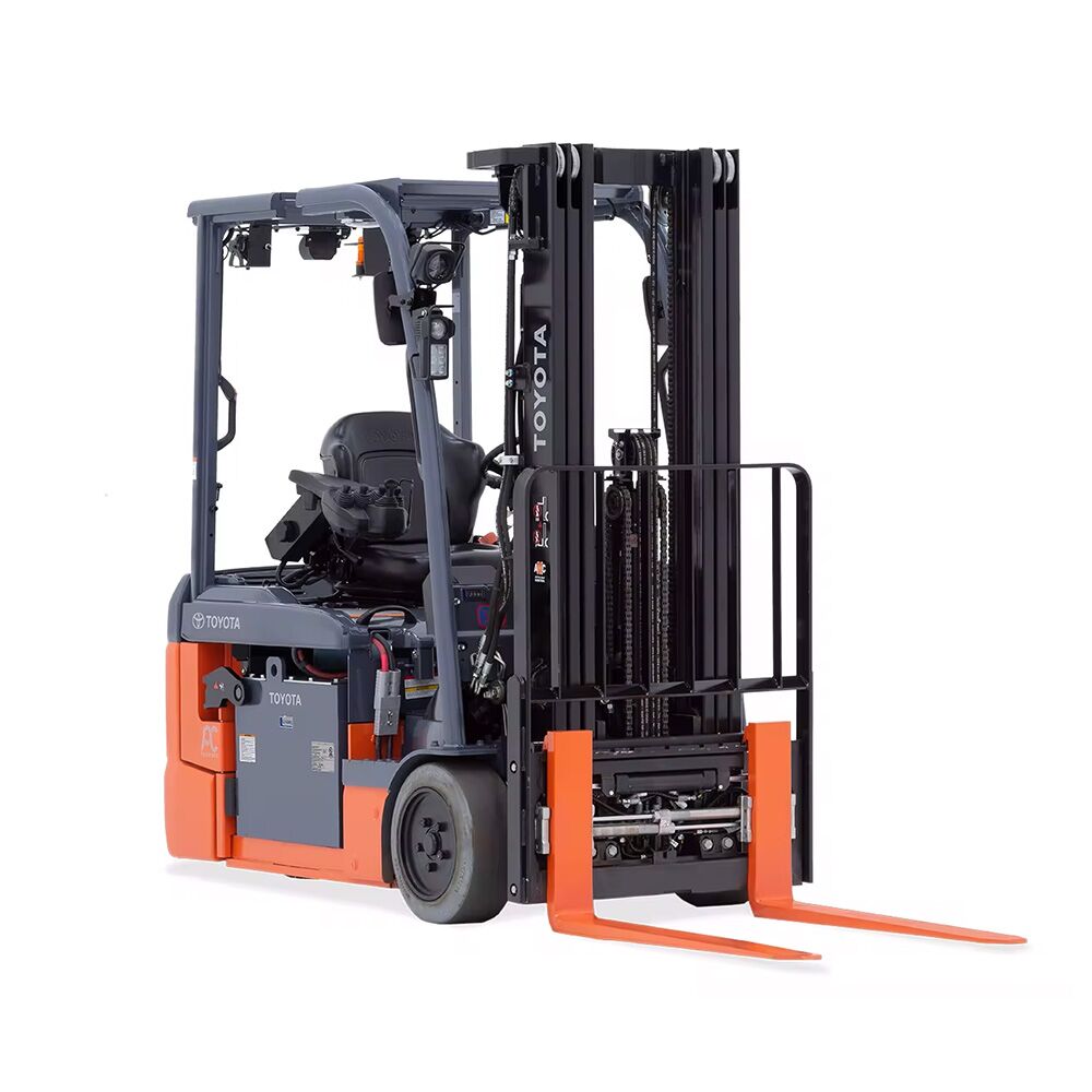 Carretilla elevadora eléctrica de 3 ruedas con operador sentado